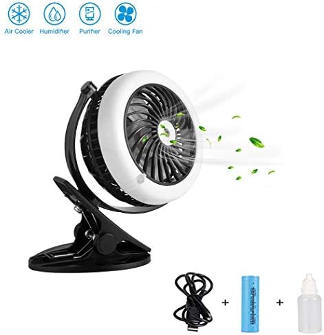 SZ-JIAHAIYU Battery Operated Fan,Portable Misting Fan, Water Spray Fan,Mini Desk Fan,USB Rechargeable Battery Operated Fan,with Cooling Humidifier (Black White)