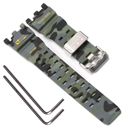 Pulseira de relógio de resina compatível com Casio G-shock GWG-2000 Mudmaster Mudmaster masculina à prova d'água (camuflagem verde militar)