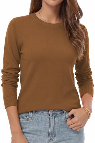 Image of QUALFORT Women's Sweaters Long Sleeve Soft Lightweight Basic Knitted Pullover Sweater