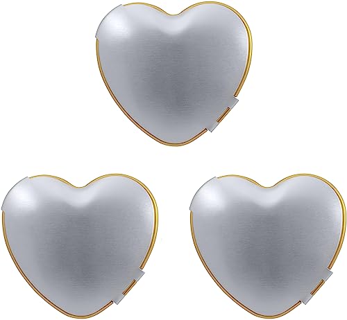 Stephanie Imports Set Of 3 Heart Shaped Dual Color Compact Mirrors With Brushed Metal Finish (Silver & Gold) #TOP7