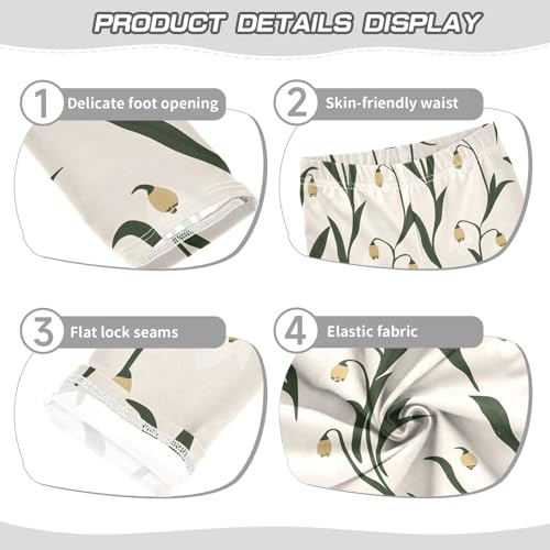 ALAZA Girls' Leggings Children's Yoga Pants Skinny Printed Dance Snowdrop Flowers Comfortable 4T2