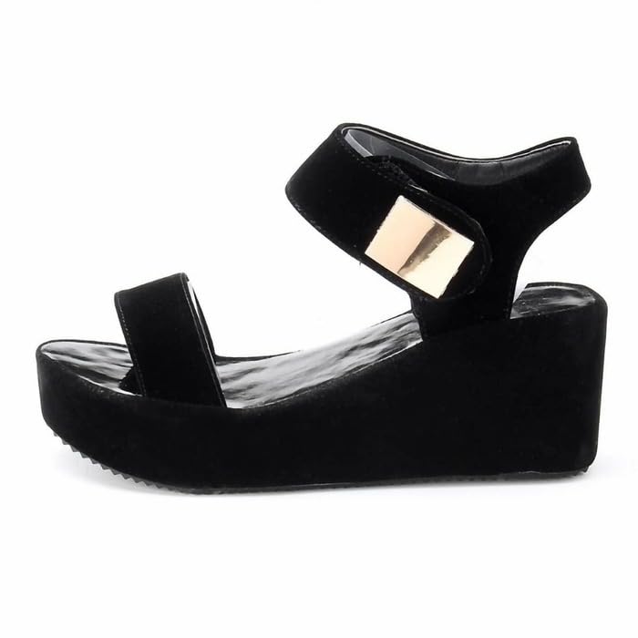 GLO GLAMOP Platform Heels Suede Material Black Color Girls Sandal (Size_36) (B0CX9CN3WG) Amazon Price History, Amazon Price Tracker