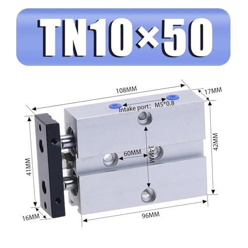 Cilindro neumático de aire TN de doble vástago de 10 mm de diámetro para automatización 3