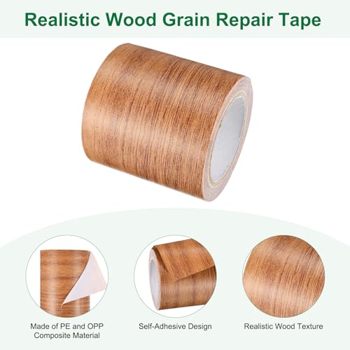 Image of M METERXITY 1-Roll Wood Grain Repair Tape, 2.24in x 15ft Textured Realistic Self-Adhesive Wood Floor Tape Contact Paper for Furniture /Floors /Home [Chocolate Oak]
