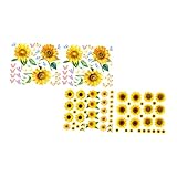 Kisangel 4枚 向日葵壁シール 部屋用蝶と花柄ステッカー 防水で滑らかな壁や窓に貼れるインテリア装飾