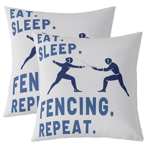 richhome Juego de 2 fundas de cojín de esgrima de 45 x 45 cm, juego de 2 fundas de almohada para niños, niñas, adolescentes, decoración gris