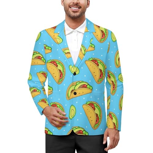 Mexican Food Funny Tacoes Men's Suits Dress Business Formal Suit Print Jackets Coat For Wedding Party