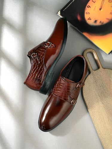 Image of Massari Faux Leather Monk Strap Formal Shoes for Men