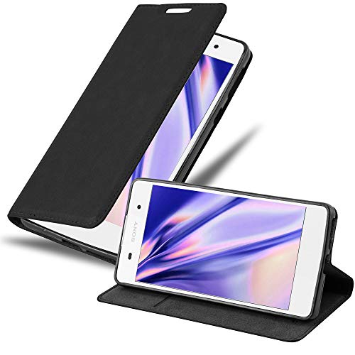 cadorabo Coque pour Sony Xperia E5 en Noir Nuit - Housse Protection avec Fermoire Magnétique, Stand Horizontal et Fente Carte - Portefeuille Etui Poche Folio...
