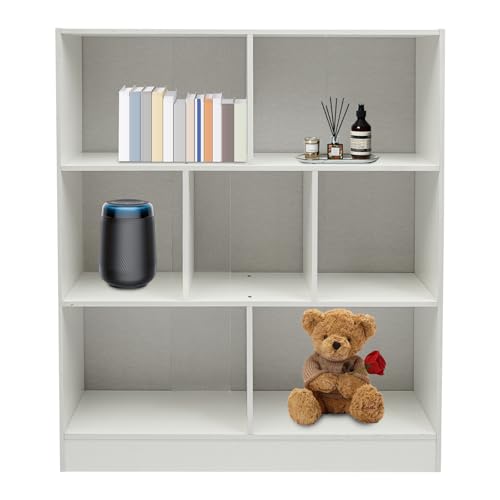 Libreria con 7 scomparti, per ufficio, soggiorno, cameretta dei bambini, 80 x 23 x 100 cm, bianco caldo