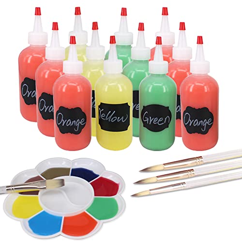 Belinlen 12 Pack 6-Ounce Plastic Squeeze Bottles With 12Pcs Red Tip Caps And Measurement - Good For Crafts, Art, Glue, Multi Purpose Set Of 12 With 1 Red Funnel #TOP3