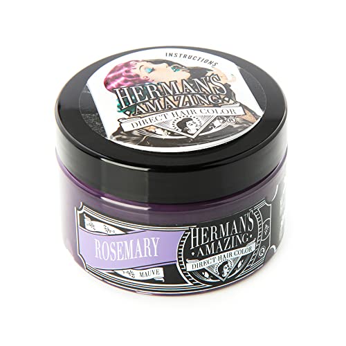 Foto von Herman’s Amazing Hair Color | Rosemary Mauve | auswaschbare lila Haarfarbe auf Conditioner Basis | Vegan | Cruelty Free | Semi Permanente Haartönung | 115 ml | Purple