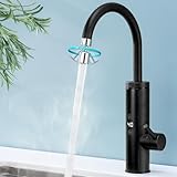 HOMELODY Elektrischer Wasserhahn mit Durchlauferhitzer 230V, 3400W Wasserhahn Küche mit Touch-Temperaturregler, Anti-Spritz Edelstahl Küchenarmatur, Durchlauferhitzer Küche, Garten & Camping