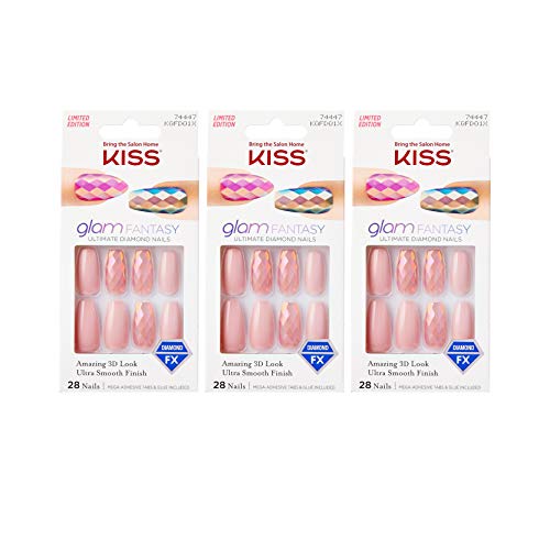 Kiss Glam Fantasy Ultimate Diamond 28 Nails (3 PACK, KGFD01)