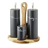 5-teiliges Gewürzset aus hochwertigen Steinzeug Material mit Verschließbaren Edelstahl-Verschluss