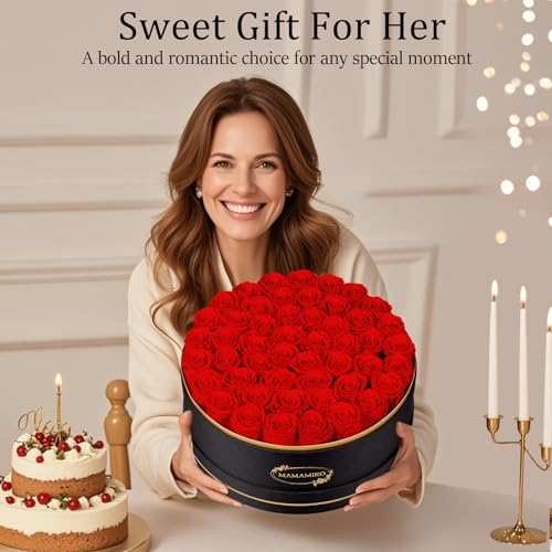 50 Preserved Roses in a Gift Box for Her - Forever Flowers for Delivery, Eternal Rose Mothers Gifts for Mom, Wife Anniversary Birthday Gifts for Women, Red - Image 8