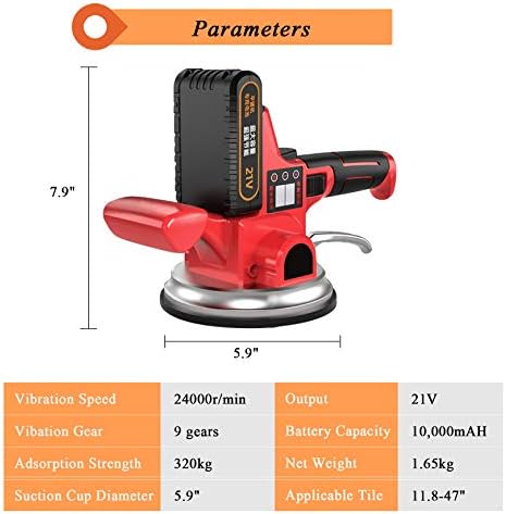 Tile Vibrator 24000VPM 9 Gears Tile Leveling Machine 21V 12000mA Tile Tiling Machine Digital Display Hand-held Tile Tiler Suitable for 30-150cm Tiles