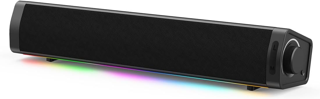 Immersive RGB Gaming Computer Speakers for Desktop PC with 3 Sound Modes, USB Powered Monitor Speakers with Enhanced Bass, Aux-in & Headphone Port for PC, Laptop, Mac, PS5, Xbox(Black)