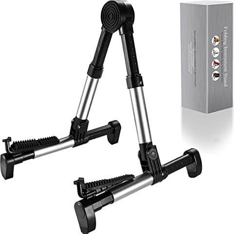 Guitar Stand for Acoustic/Electric/Classical Guitars and Violin, Ukulele, Bass - Folding, Portable and Lightweight -Fits Fender/Taylor/Gibson/Yamaha Music Instruments by Nordic Essentials Cover