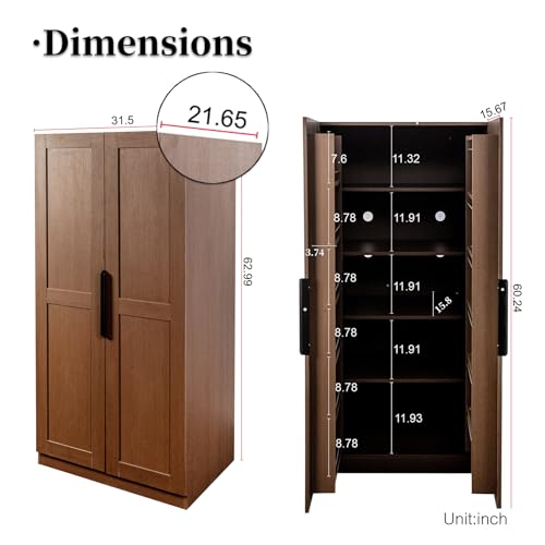 Image of 22 in Deep Kitchen Pantry Storage Cabinet with Doors and Shelves Wood Grain | Tall, Large Cupboard for Food