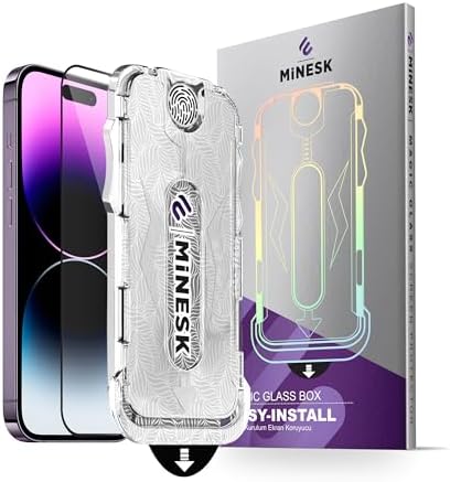 Minesk MAGIC GLASS iPhone 14 PRO MAX için Otomatik Hizalama Aparatlı Ekran Koruyucu (Güçlendirilmiş Temperli Cam) Takılırken Toz Toplama Özellikli (14 PRO MAX) - Görsel 1