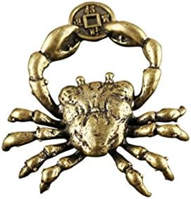 DMtse Chinese Feng Shui Brass Mini Crab Crab Hand Clip Lucky Coin Decorated Statue Statue for Animal Sculpture Tea Sets Prop Collection Home Gifts