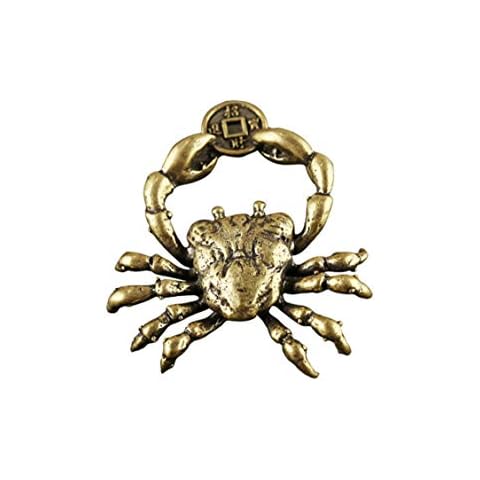 DMtse Chinese Feng Shui Brass Mini Crab Crab Hand Clip Lucky Coin Decorated Statue Statue for Animal Sculpture Tea Sets Prop Collection Home Gifts Cover
