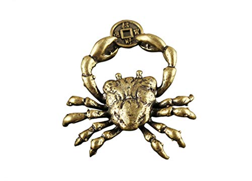 Dmtse Chinese Feng Shui Brass Mini Crab Crab Hand Clip Lucky Coin Decorated Statue Statue For Animal Sculpture Tea Sets Prop Collection Home Gifts #TOP3