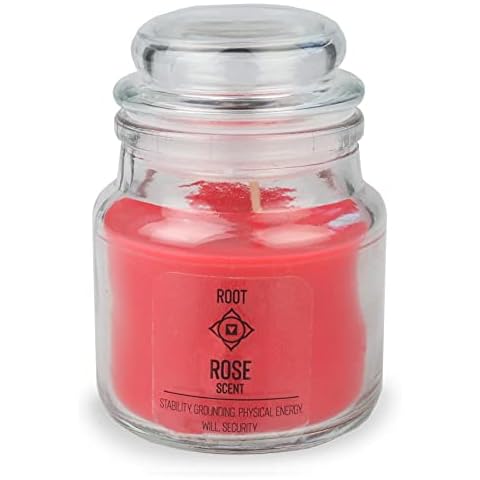 Myga Scented Candle - Root Chakra Candle with Soy Wax & Essential Oil Blend, 100% Vegan and Eco-Friendly - Perfect for Relaxation, Yoga, Meditation & Aromatherapy - Rose Cover