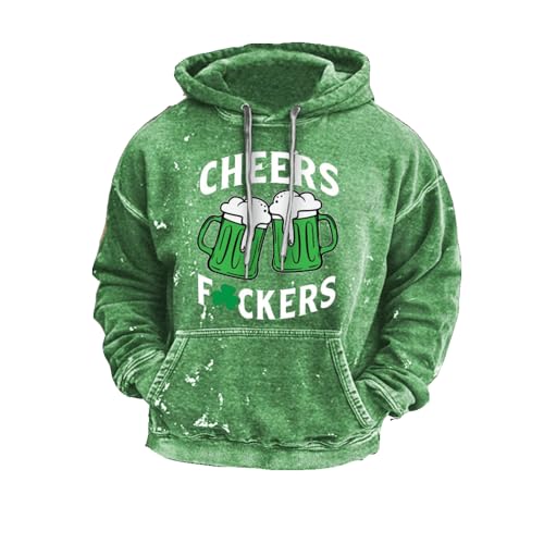 MOGUI Vintage Mens Cheers Fuckers Printed Hooded Sweatshirt