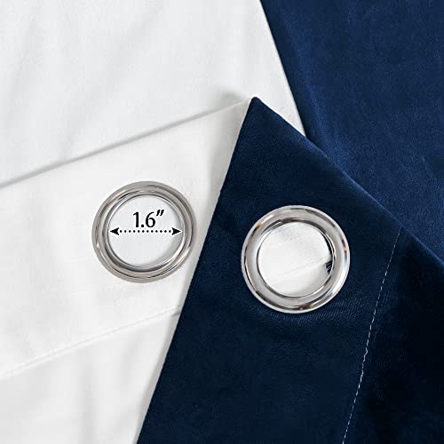 Victree Color Block Velvet Curtains For Bedroom, Patchwork Blackout Curtains 52 X 63 Inch Length - Room Darkening Sun Light Blocking Grommet Window Drapes For Living Room, 2 Panels, Navy And White #TOP1