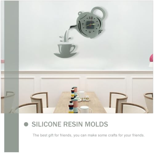 Molde de silicona para reloj de pared con diseño de tetera para decorar tu cocina 6