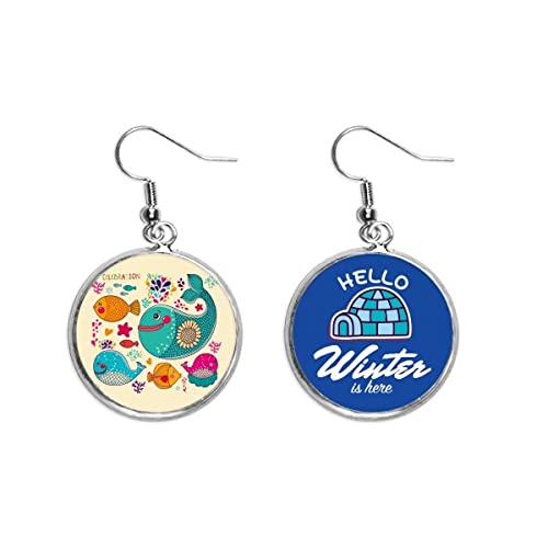 Pendientes de pez colorido océano estilo invierno para mujer