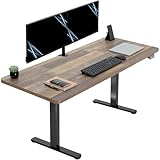 VIVO Electric 60 x 24 inch Stand Up Desk, Height Adjustable, Reclaimed Wood Top Black Frame, Home and Office Furniture Sets, DESK-KIT-B06P