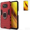 Funda para Xiaomi Poco X3 NFC/Poco X3 Pro con protector de pantalla, carcasa híbrida resistente a prueba de golpes, doble capa de protección, cubierta trasera tipo armadura para Poco X3 Pro con soporte para auto y anillo de soporte (rojo) 2
