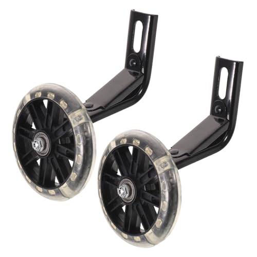 1 par de ruedas de entrenamiento para bicicleta de 12 pulgadas – Ruedas silenciosas con luz intermitente para equilibrio – Estabilizadores para bicicletas infantiles, soporte para uso seguro y fácil instalación, color negro miniatura 1