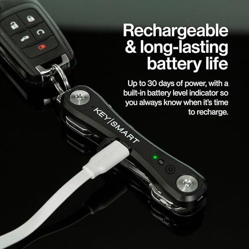 KeySmart iPro Key Finder Locator with Sound - Keychain Key Holder, Apple Find My App Compatible, Key Organizer, Compact Clutter-Free Key Chain Tracker, Tech Gifts for Men (Up to 14 Keys, Black)