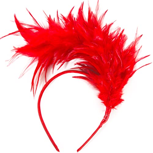 JUNBESTN Feather Fascinator Women Headpiece Halloween Merry Christmas Tea Party 20s 50s 80s Headband Cocktail Wedding Prom Queen