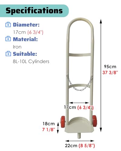Chariot à bouteilles d'oxygène sur roues avec chaîne de sécurité - 3