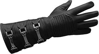 URBAN BUCK Herren-Handschuhe aus echtem Leder, lang, normale Passform, verschiedene Schnallen, Cosplay, Erwachsene