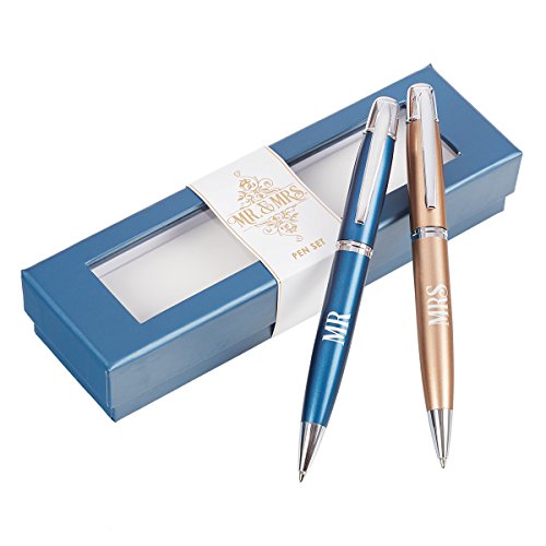 Image of Christian Art Gifts Mr. and Mrs. Pen Set, Navy Blue & Copper