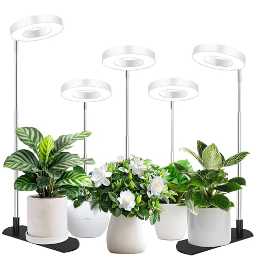Image of LBW Grow Light for Indoor Plants, Height Adjustable Plant Grow Lamp with Auto On /Off Timer 6 /8 /12 /16H, 3 Colors,5 Dimmable Brightness, for Small Plants, White, 5 Packs