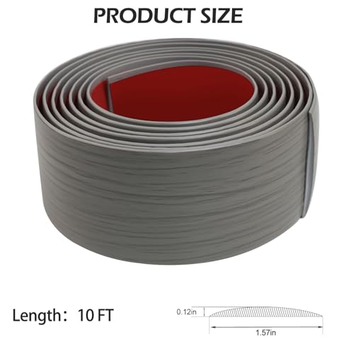 Floor Transition Strip - Self-Adhesive PVC Trim for Carpet to Flooring, Threshold Gap Cover (10ft x 1.57in, Grey Wood) - Image 3