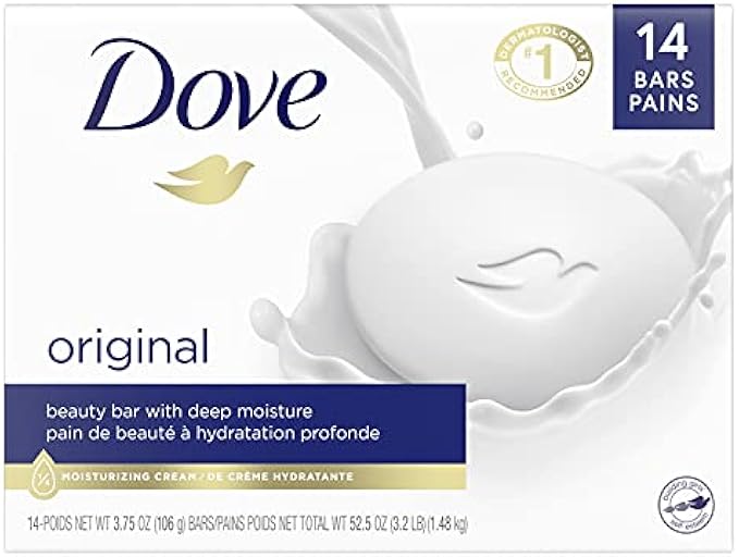 Dove Beauty Bar Gentle Skin Cleanser Moisturizing for Gentle Soft Skin Care Original Made With 1/4 Moisturizing Cream, 3.75 Ounce (Pack of 14)