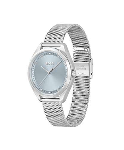 Image of BOSS Saya Qtz Basic Blue Round Dial Women's Watch|Stainless Steel Material|Silver Color Band - 1502667