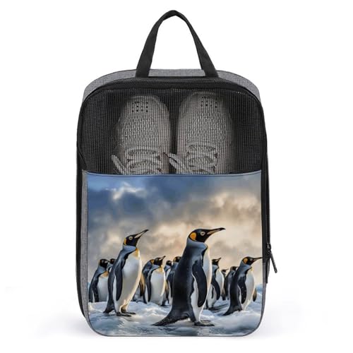 Sac à chaussures pingouin marin gris pour rangement suspendu de serviette
