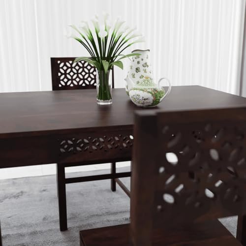 Image of Dining Table 4 Seater with Chairs | Sheesham Wooden Four Seater Dinning Table with 4 Chairs for livingroom Restaurant | Dinner Table 4 Seater | Dining Room Set