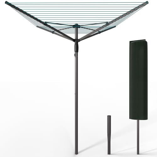 vounot® Etendoir à Linge Extérieur Rotatif 4 Bras Séchoir Parapluie Grande Surface D'Étendage 50M Séchoir à Linge avec Housse de Protection Piquet de...
