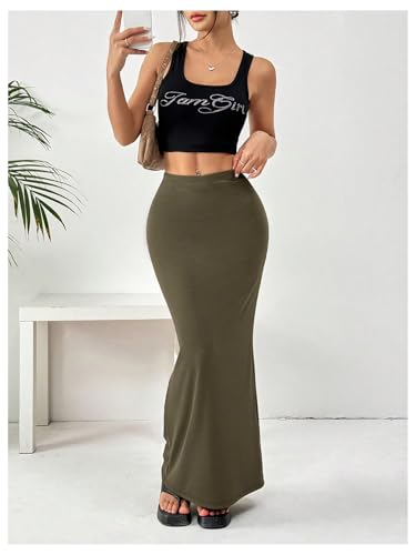 Image of GORGLITTER Women's Trendy Pencil Long Maxi Skirts High Waisted Skirt
