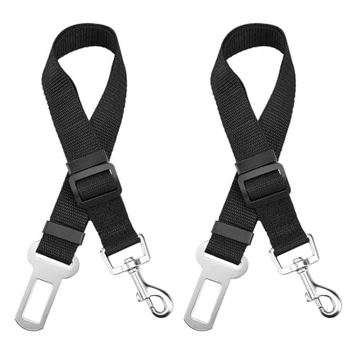Funalix Juego de 2 Cinturón de Seguridad para Perro en Coche, Cinturón de Seguridad Ajustable para Perros en el Coche, Universal para Todas Las Razas de Perros y Gatos (Negro)